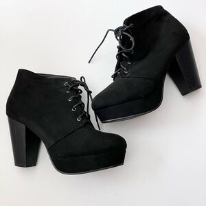 Faux Suede Lace Up Platform Boots